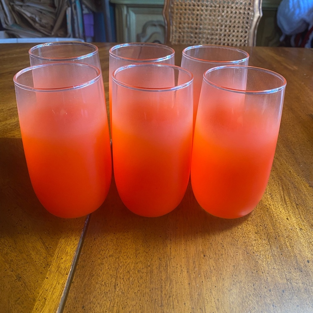 Blendo Orange Frosted 14 ozGlass Tumblers Set of 6